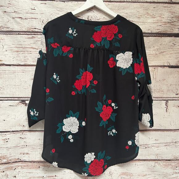 TORRID Rose Button Down Blouse Sz 0 Large - Picture 8 of 12